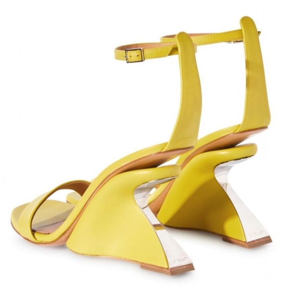 Off-White Virgil Abloh Yellow Jug Wedge Heel Leather Sandals Size EUR 39, US 9 - Picture 5 of 17